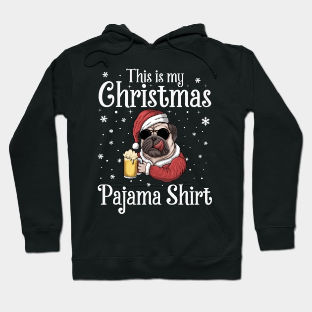 This Is My Christmas Pajama Shirt Beer Dog Santa Hat Christmas Hoodie by DragonTees